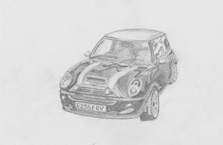 Drawing of a Mici Cooper